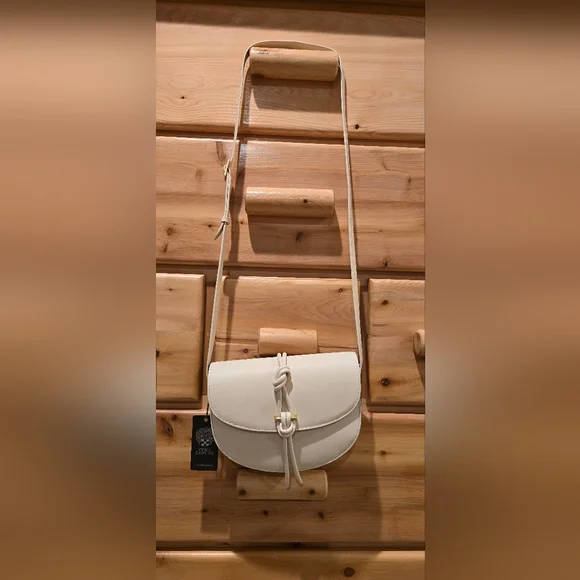 Cream Leather Crossbody Saddle Bag - Picture 5 of 6